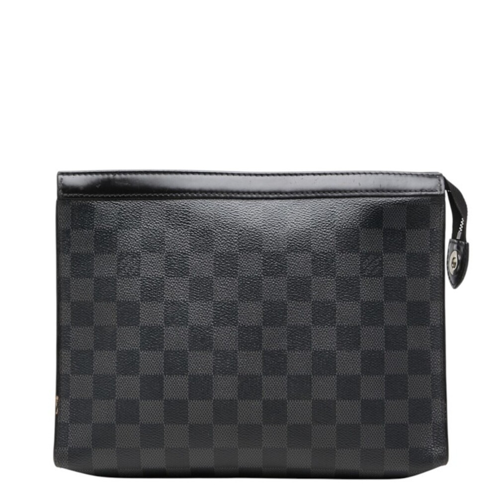Louis Vuitton Damier Graphite Pochette Voyage MM Second Bag N41696 Black Leat...
